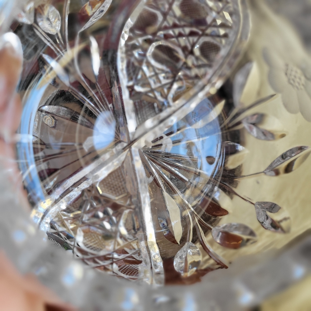 Vintage Crystal Creamer/Pitcher Flower Design American Brilliant Cut Heavy - Picture 3 of 9